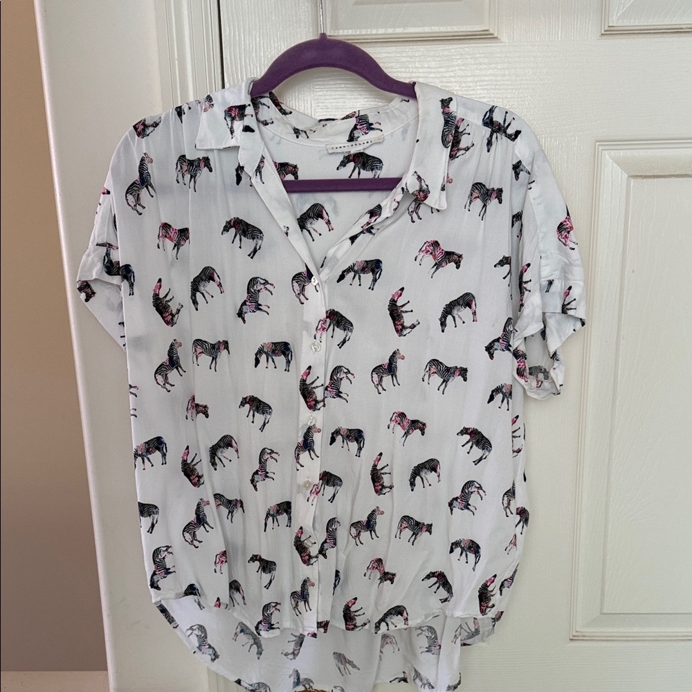 White Shirt with Zebra Print